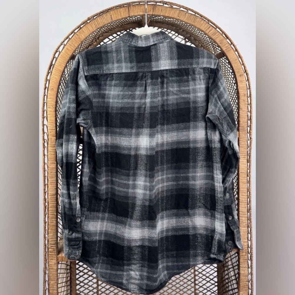 Dickies Men’s Plaid Flannel Shirt Relaxed Fit Long Sleeve Gray Black Size S - Picture 3 of 4